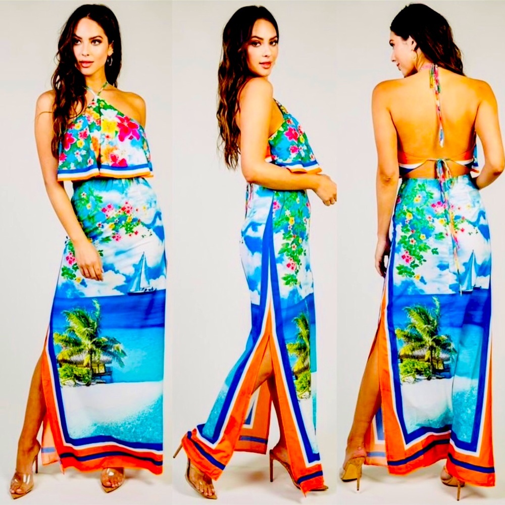 NWT L’ATISTE By AMY Ocean Breeze BORA BORA Tropical Dress Size Small LAST ONE!